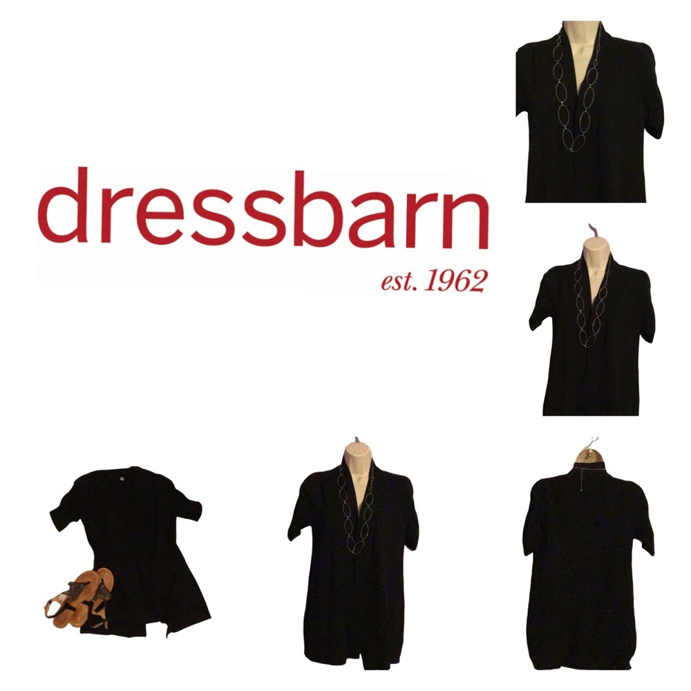 Dress Barn black open front short sleeve cardigan